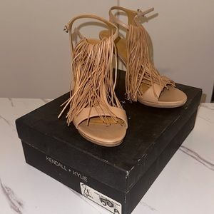 Stunning Kendall and Kylie Stylish Fringe Nude Heel